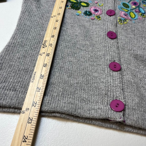 Talbots Embroidered Floral Cotton Angora‎ Blend Cardigan Sweater Medium Artsy - Picture 8 of 10
